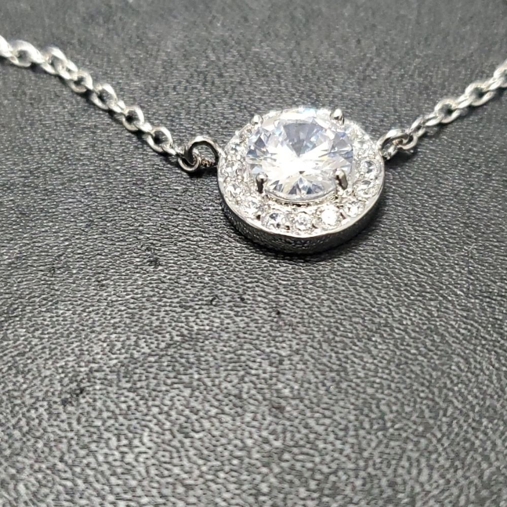 Sterling silver overlay with clear crystals 17-19"